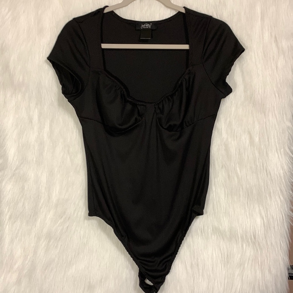 Just Polly New York Black Short Sleeve Bodysuit